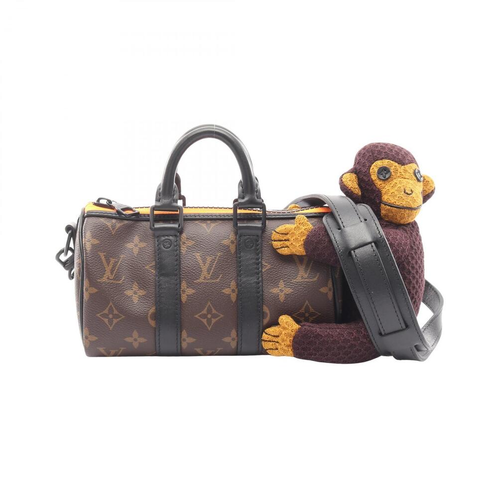 Louis Vuitton Keepall Monogram LV Friend Canvas Leather Travel Bag Purple Brown